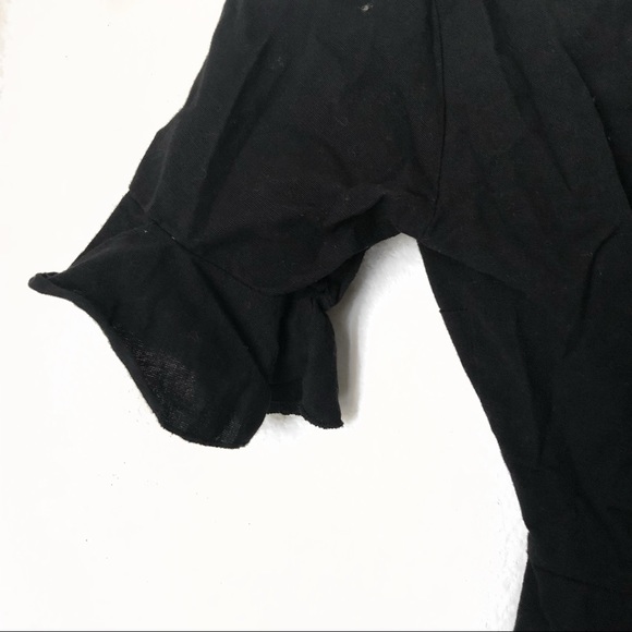 ASOS Romper Cutout And Tie Detail Black Linen 0 - Picture 6 of 8